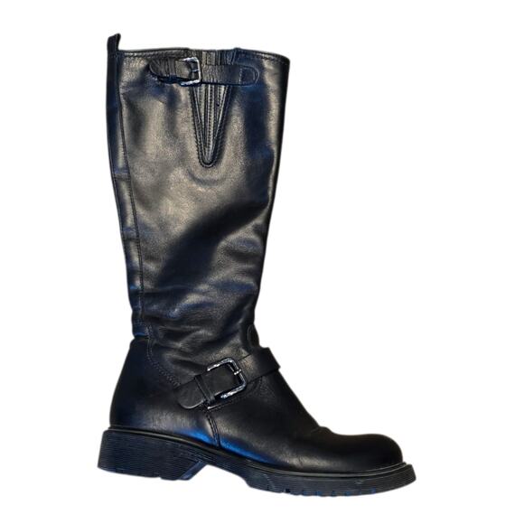 La Canadienne size 6 tall leather boots black buckle 30603 - Picture 1 of 12